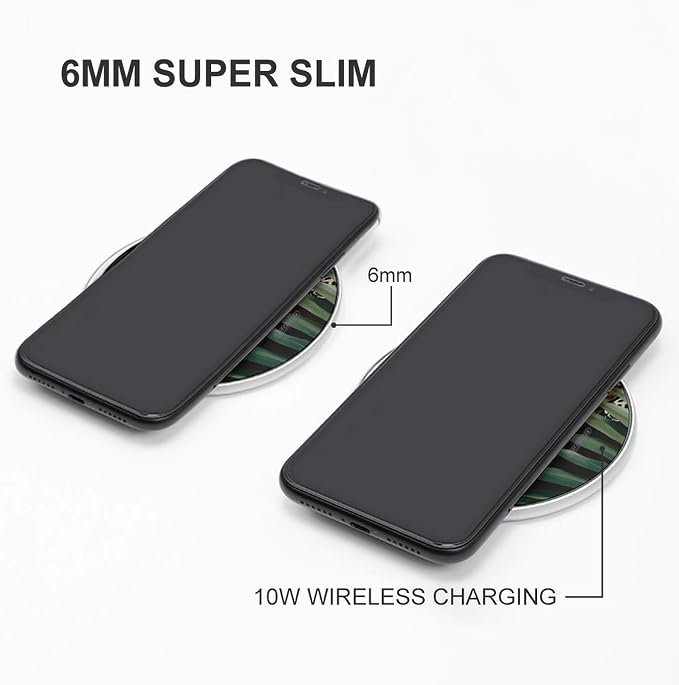 Leopard Palm Leaf Wireless Charger Portable Fast Charging Pad Lightweight Wireless Charging Pad 10W Slim Charging Station for Phone Charger Mat for Travel Home Office Desk