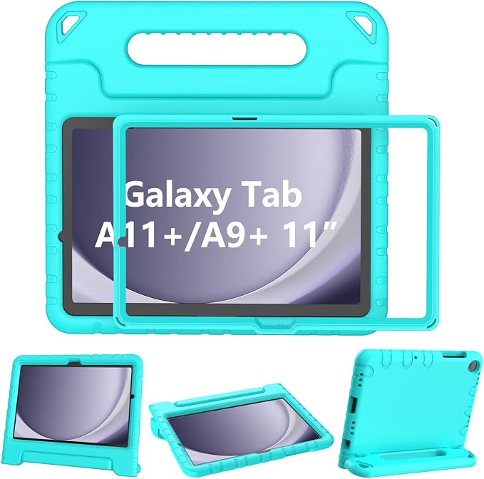 LTROP Shockproof Lightweight Convertible Handle Stand Case for Samsung Galaxy Tab A11 Plus 2025 / A9 Plus 11 Inch 2023 with Built-in Screen Protector Galaxy Tab A11+ / A9+ Case for Kids Black