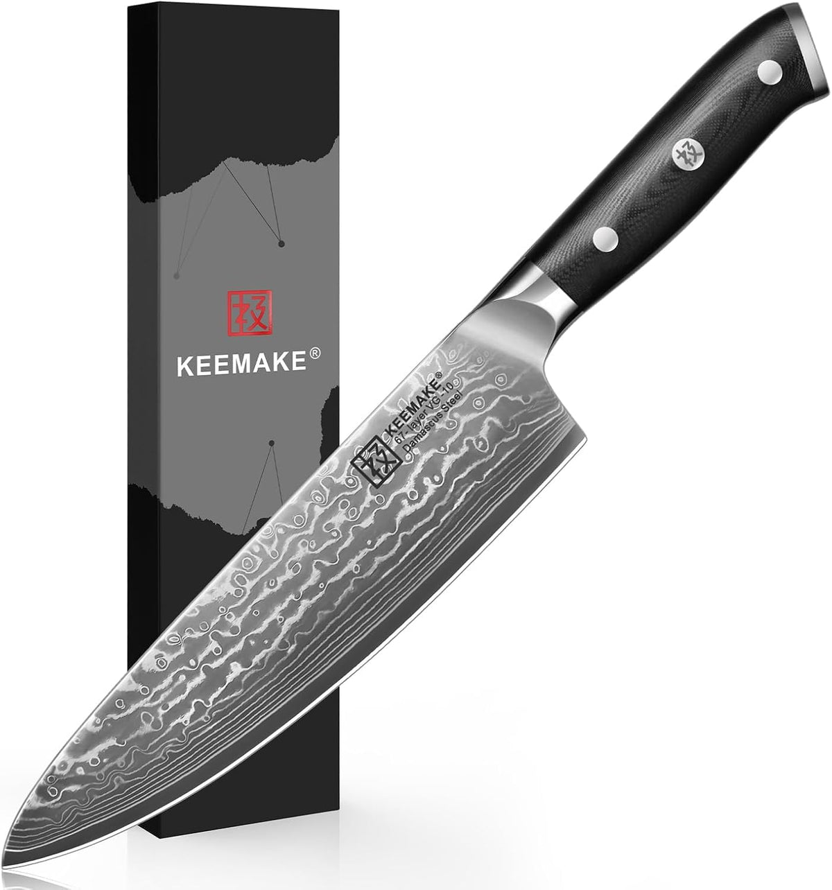 KEEMAKE Damascus Chef Knife, 8 Inch Kitchen Knife