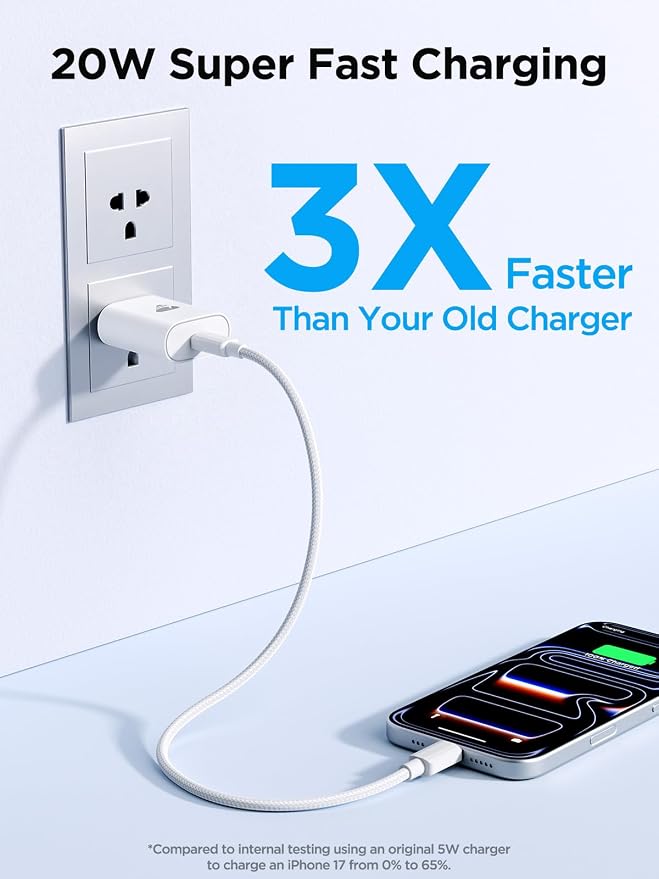 Aioneus USB-C Charger Block (20W PD) + USB-A to USB-C Cable – Combo Savings | Note: Interfaces Do NOT Match Directly – Buy Together &amp Save