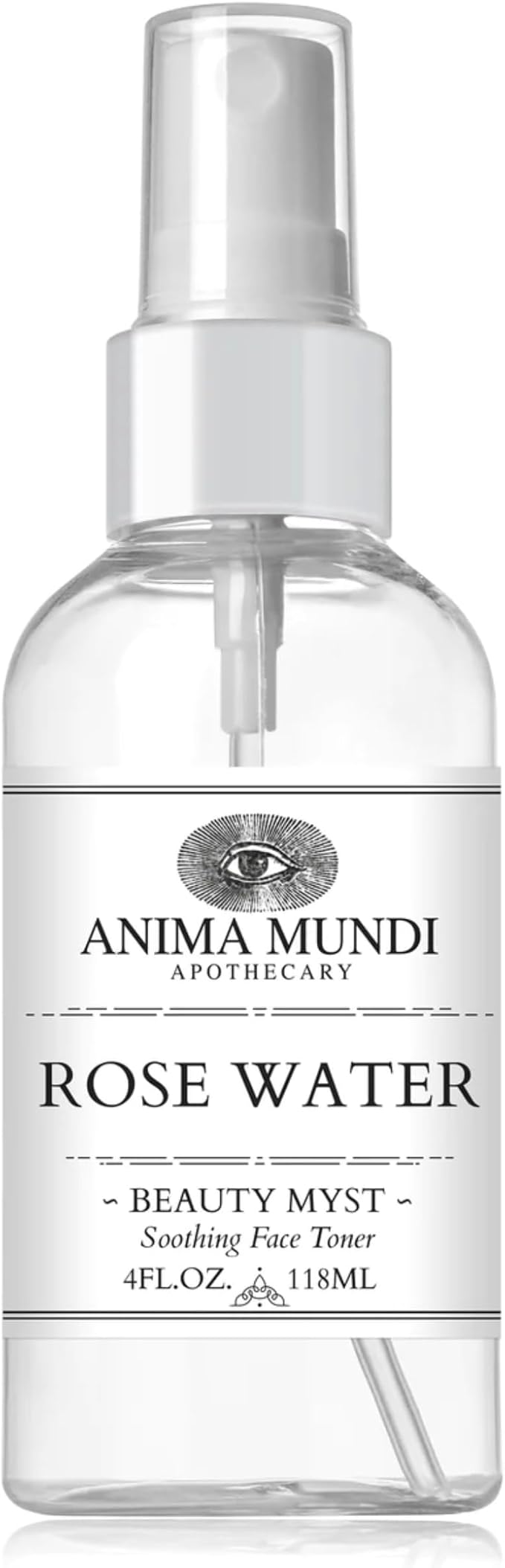 Anima Mundi Apothecary Soothing Rose Water Face Toner - Beauty Myst Facial Spray Helps Reduce Redness, Calm Skin, & Slow Signs of Aging - Made with Rose Distillate & Hints of Citrus (4 oz/118 ml)