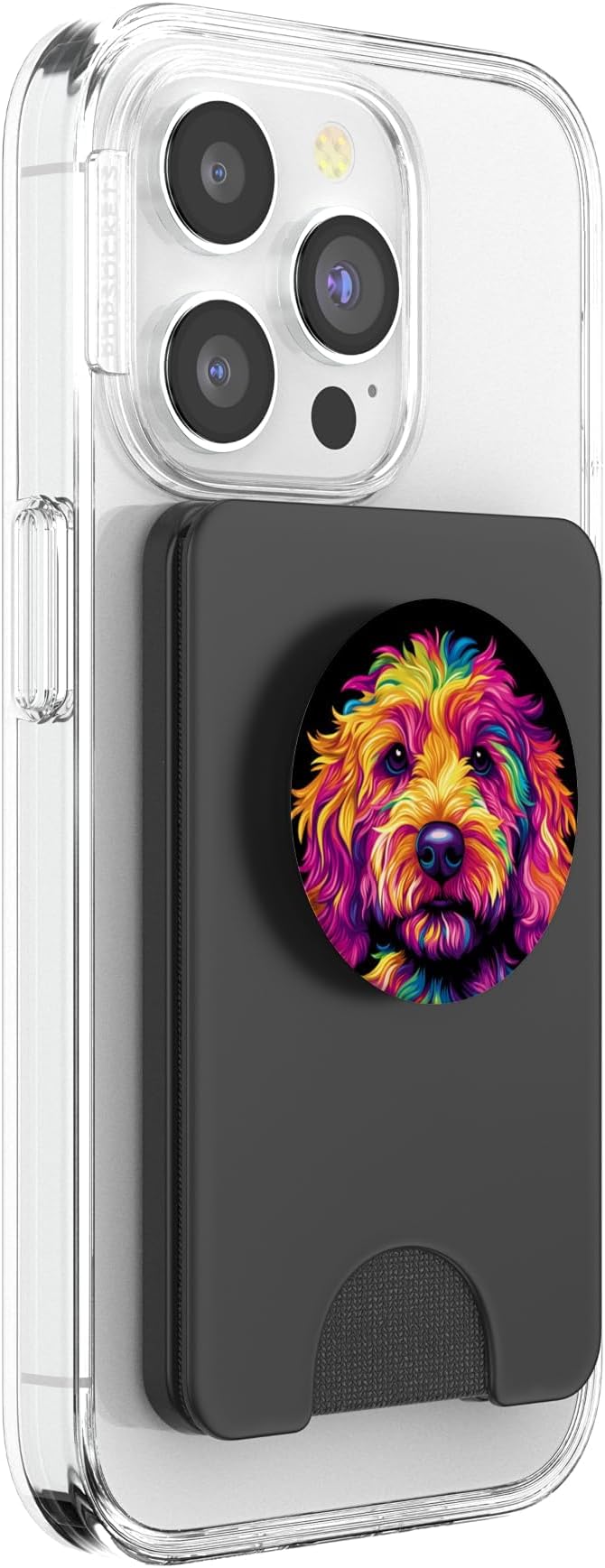 Colorful Goldendoodle Face Golden Doodle Dog Lover Black PopSockets PopGrip for MagSafe