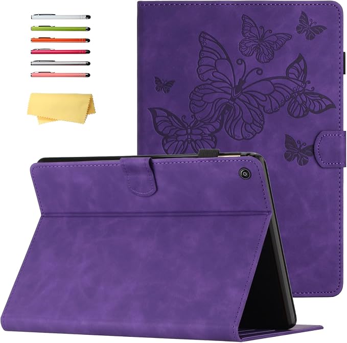 Fire HD 8 Case Slim Folding Stand Auto Wake/Sleep Wallet Case with Cards/Cash Holder for Amazon Fire HD 8(8th/7th/6th Gen 2018/2017/2016 Release)-Black