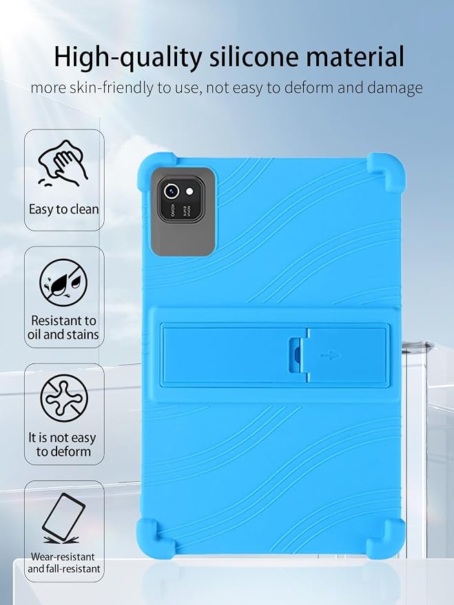 for kelankeke K10 Android 10-Inch TabletUYRUREL Skin-Friendly Soft Silicone Protective CaseFull Protection Against Drops and Scratcheswith Adjustable Viewing StandBlack.