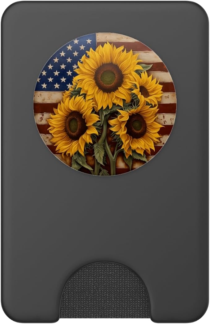American Flag with Sunflowers PopSockets Adhesive PopGrip