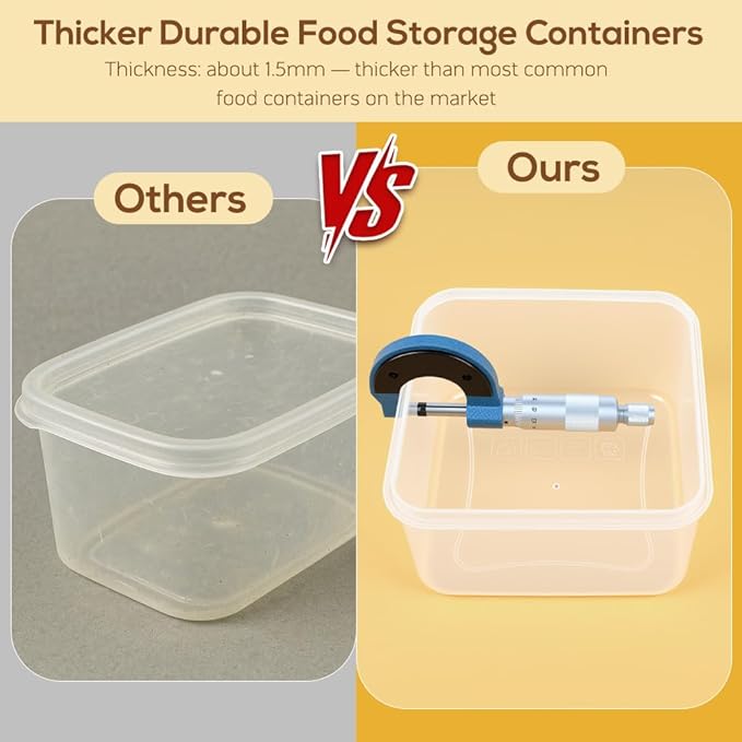 50PCS Thick Food Storage Containers with Airtight Lids for Meal Prep
