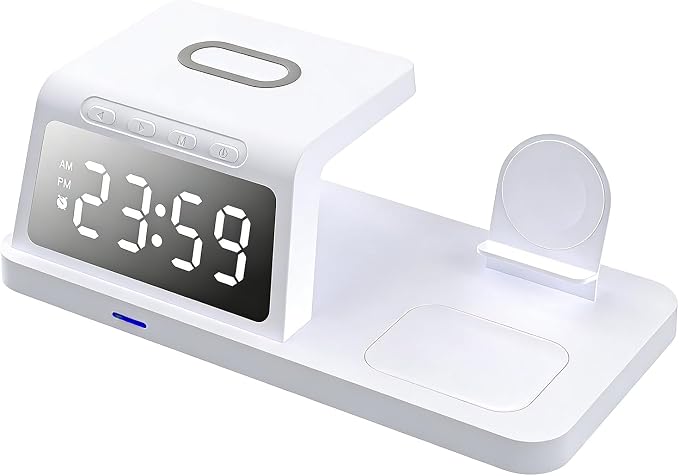Vikye 3 in 1 Wireless Charging Station Fast Desk Charger 15W for Smartphones Smartwatches and Earphones (HT-506 White)