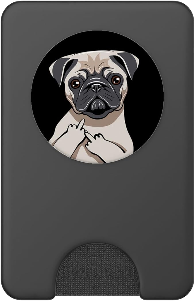 Middle Finger Pug Socket Grip Gift PopSockets PopGrip: Swappable Grip for Phones &amp Tablets PopSockets Adhesive PopGrip