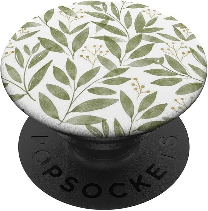 Green Botanical Leaf Pattern PopSockets PopWallet for MagSafe