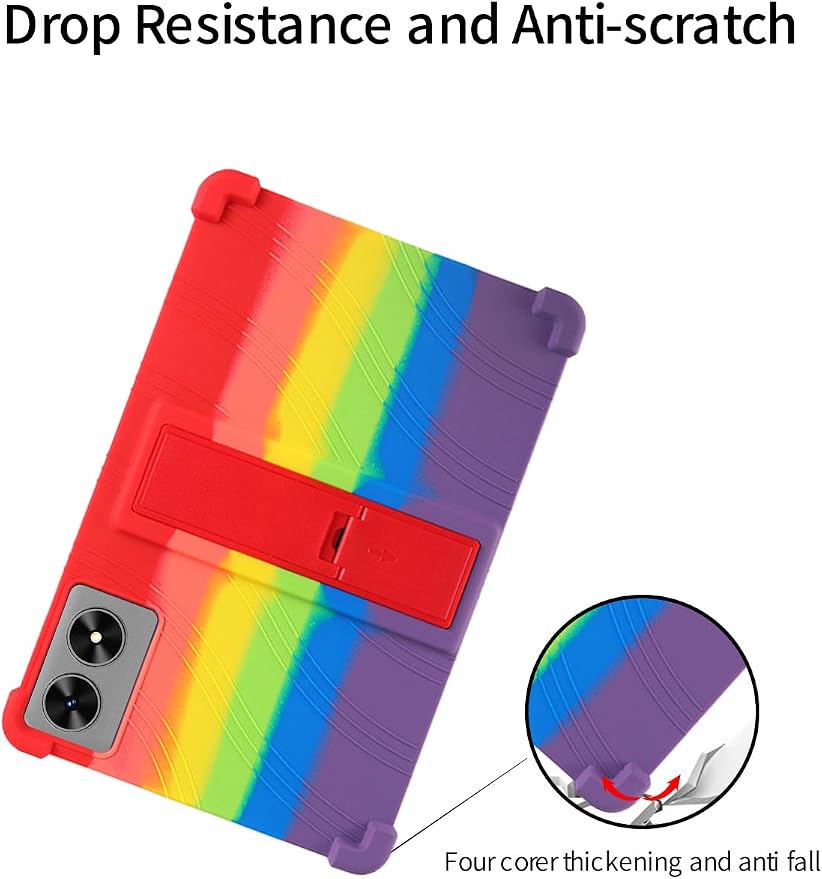 for SHARECLOUD P10/Frameflow P10 2025 10.1 Inch Tablet CaseBOVUGAC Soft Silicone Adjustable Stand Shockproof Kids Friendly for SHARECLOUD P10_T 10.1 Tablet(Black)