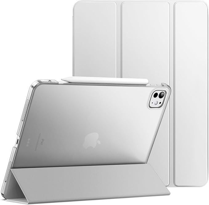 JETech Case Cover for iPad Pro 11 M5/M4 Black | For 2025/2024 Models Translucent Back Tri-Fold Stand Auto Wake/Sleep Shockproof