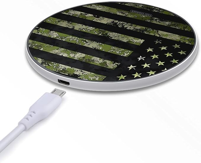 Army Green Camouflage Flag Wireless Charger SlimWireless Charging Pad Anti-Slip Charger Mat for Men Women