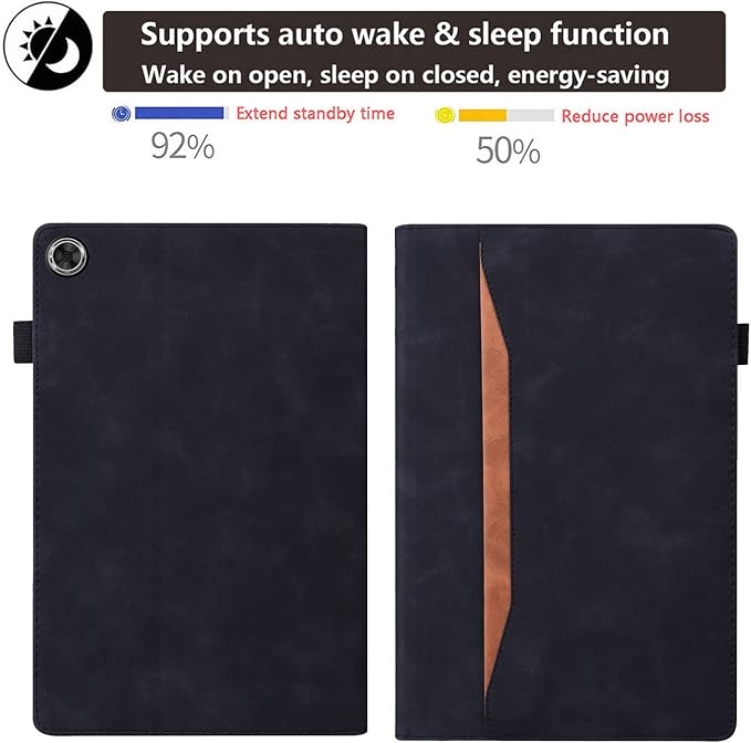 Fire HD 8 Case Slim Folding Stand Auto Wake/Sleep Wallet Case with Cards/Cash Holder for Amazon Fire HD 8(8th/7th/6th Gen 2018/2017/2016 Release)-Black