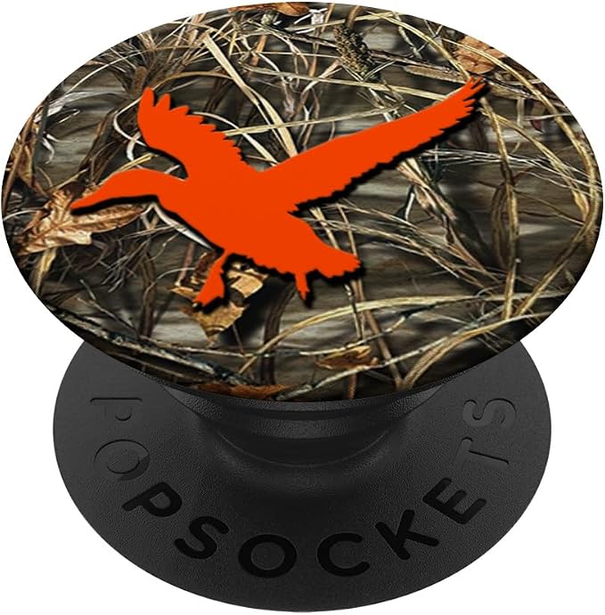 Duck Hunting Orange Brown Camouflage Camo Background PopSockets Adhesive PopGrip