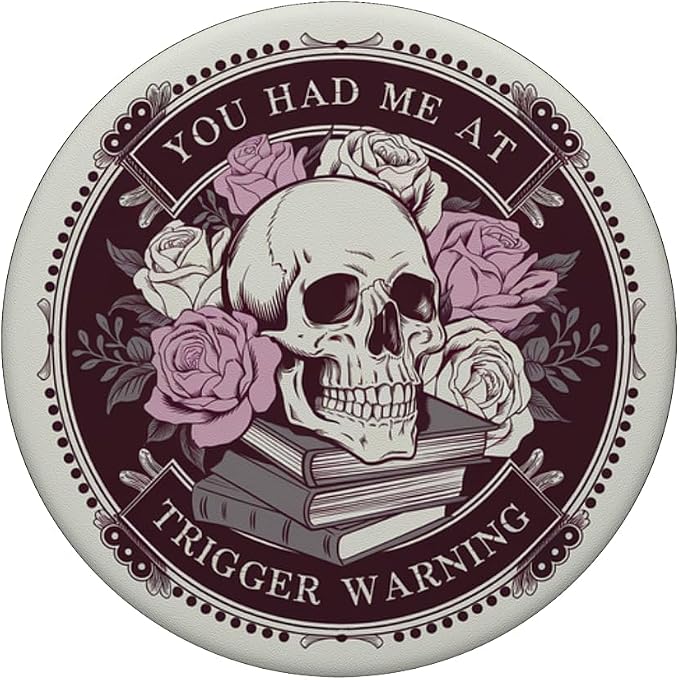 Librarian Skeleton Trigger Warning Book Reading Lover Floral PopSockets Adhesive PopGrip