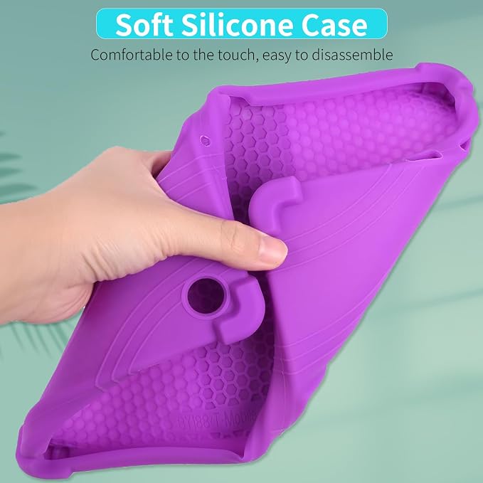 Caweet Case for Lenovo Tab One 8.7 Inch 2025 Heavy Duty Shockproof Full-Protection Adjustable Stand Silicone Cover Black