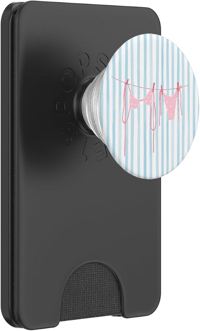 Bikini Summer Holiday Beach Girly Pink Swimsuit Stripped PopSockets PopWallet for MagSafe