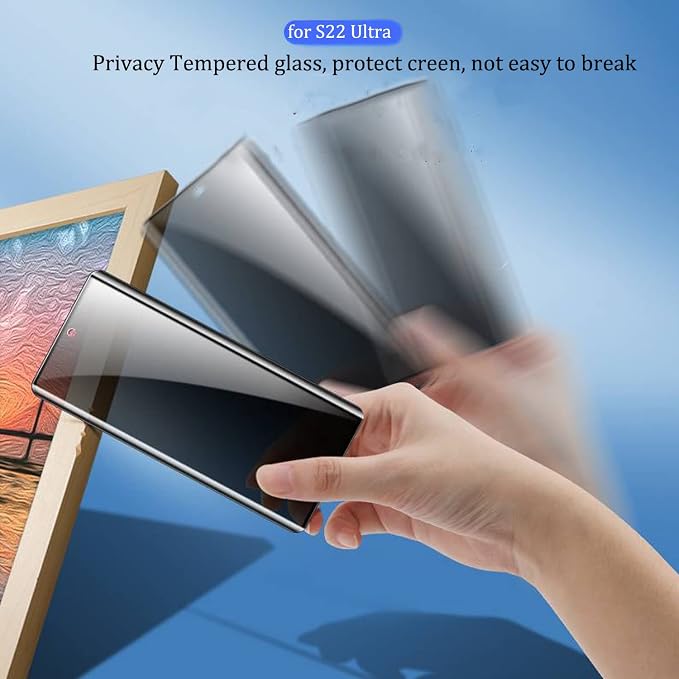 [2 +1]Pack Privacy Glass Designed for Galaxy S22 Ultra 5G 6.8 inch Screen Protector with 1PCS Tempered Glass Camera Lens Protector 2PCS Anti-peep Tempered Glass Film 9H Hardness Scratch Resistant for