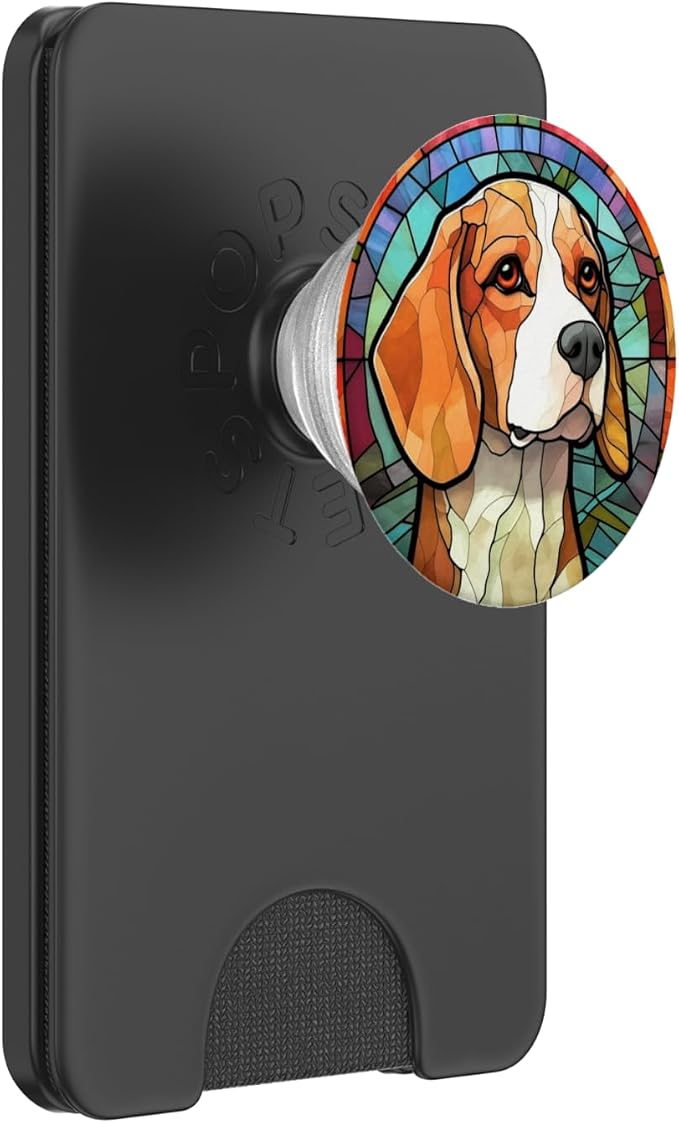 Beagle Dog Stained Glass PopSockets PopGrip for MagSafe