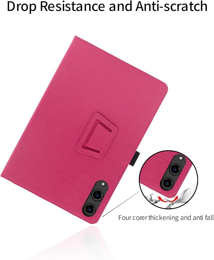 for TECLAST T65 13.4 Inch Android Tablet CaseBOVUGAC Folding Stand Protective Cover with Pencil Holder and Wrist StrapFull Protection Premium PUScratch Resistant(Black)