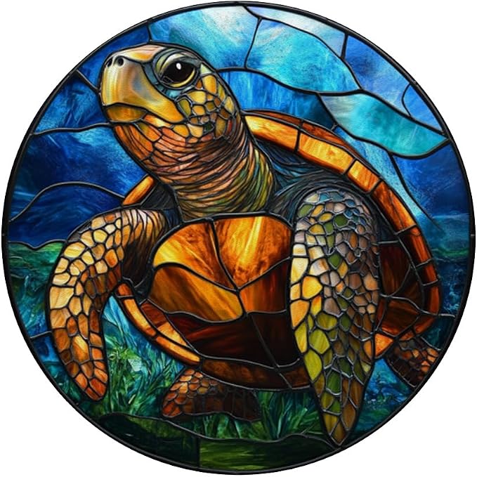 Stained Glass Aesthetic Mosaic Cute Ocean Sea Turtle PopSockets Adhesive PopGrip
