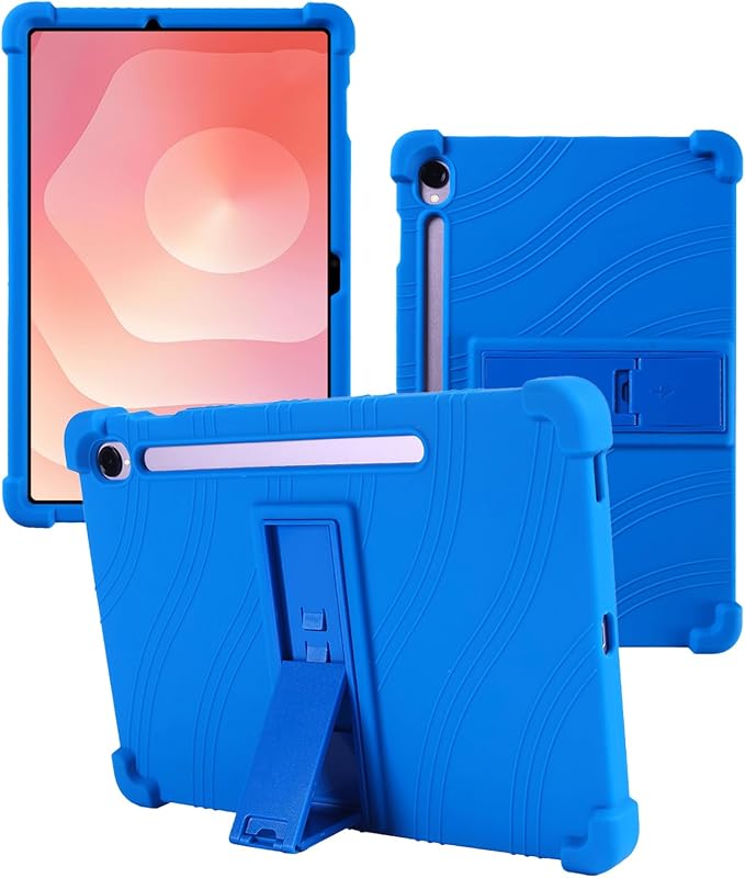 Case for Samsung Galaxy Tab S11 Tablet 11 inchWUNIAK Shock Proof Lightweight Stand Rubber Shell Protective CoverKids Friendly Soft Silicone Adjustable Stand CoverBlue