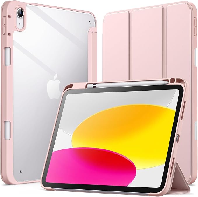 JETech Case Cover for iPad (A16) 11th/10th Gen Black | For 2025/2022 Model Clear Transparent Back Pencil Holder Slim Shockproof Tri-Fold Stand Auto Wake/Sleep