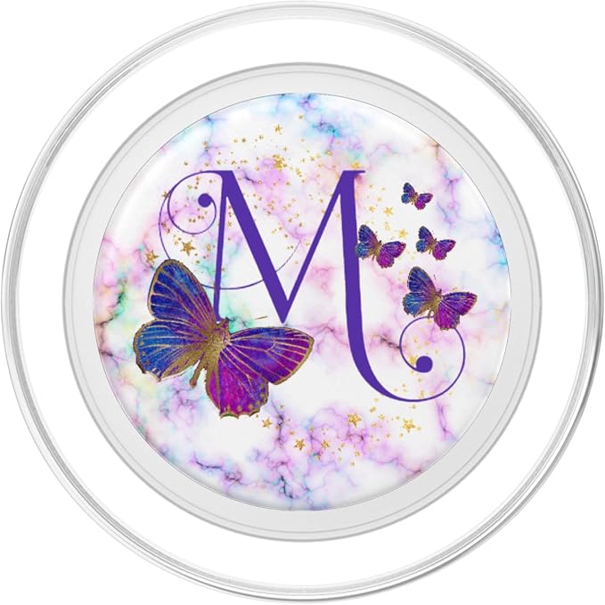 Purple Butterfly Letter M Initial Personalized Monogram PopSockets Adhesive PopGrip