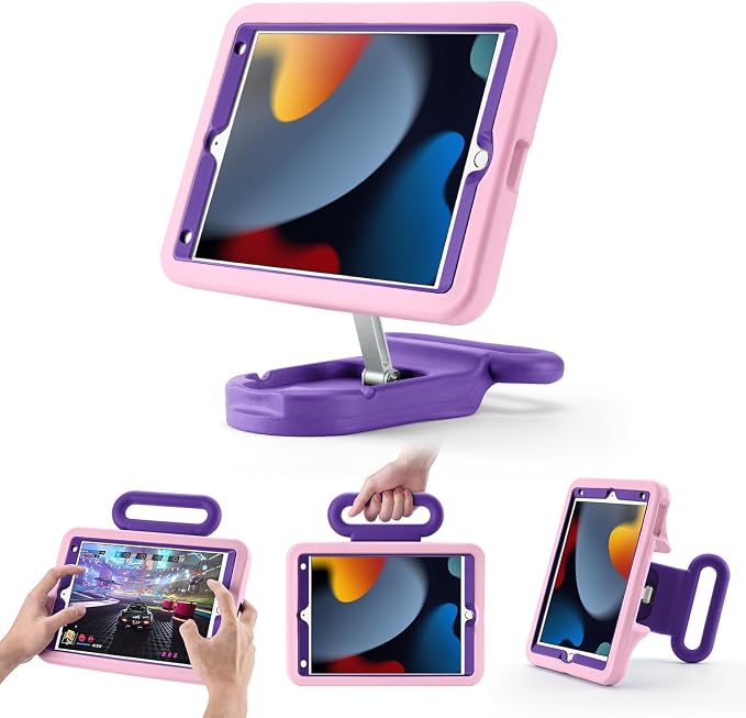 Kids Case for iPad 7th/8th/9th Gen 10.2 inchAdjustable Handle Stand(Black) | Adjustable Portrait/Landscape Stand/Drop Proof with Handle/KickstandChild Friendly Protective for iPad 10.2 2021/2020/201