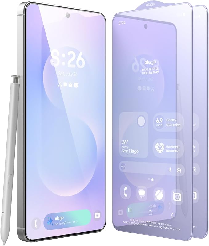 elago Tempered Glass+ Screen Protector for Samsung Galaxy S26 | Case Friendly 9H Surface Hardness Anti-Fingerprint Shatter-Proof Scratch Protection Bubble-Free