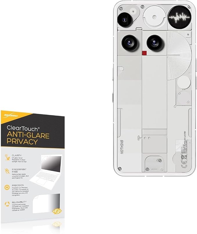 BoxWave Screen Protector Compatible with Nothing Phone 3 - ClearTouch Anti-Glare Privacy (2-Pack) Privacy Screen Protector Flexible Film Anti-Glare
