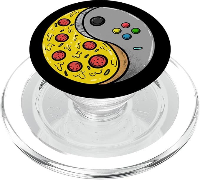 Yin Yang Pizza Video Game Controller Food Gaming Boys Men PopSockets Adhesive PopGrip