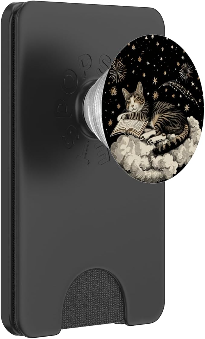 Cat Reading Book PopSockets Adhesive PopGrip