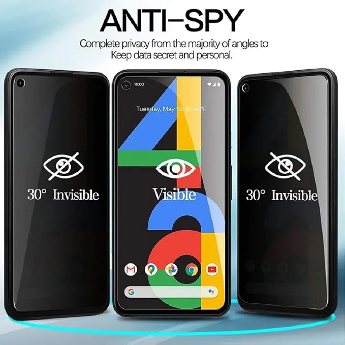 3 Pack Privacy Screen Protector for Google Pixel 4 9H Hardness [Anti-Scratch] Full Coverage Anti-Spy Tempered Glass Film for Google Pixel 4 [Don’t Support Fingerprint Unlock] | 9H Hardness Anti-Spy T