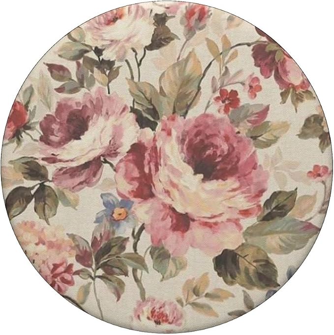 Beige Pink Vintage Floral Pattern PopSockets PopWallet for MagSafe