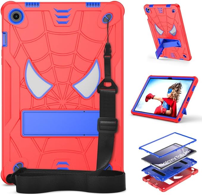 DETUOSI Case for Samsung Galaxy Tab A11+ Plus 11 2025/ A9+ Plus 2023 with Shoulder Strap 3-Layers Hybrid Heavy Duty Full-Body Shockproof4-Angles Viewing Protective Cover