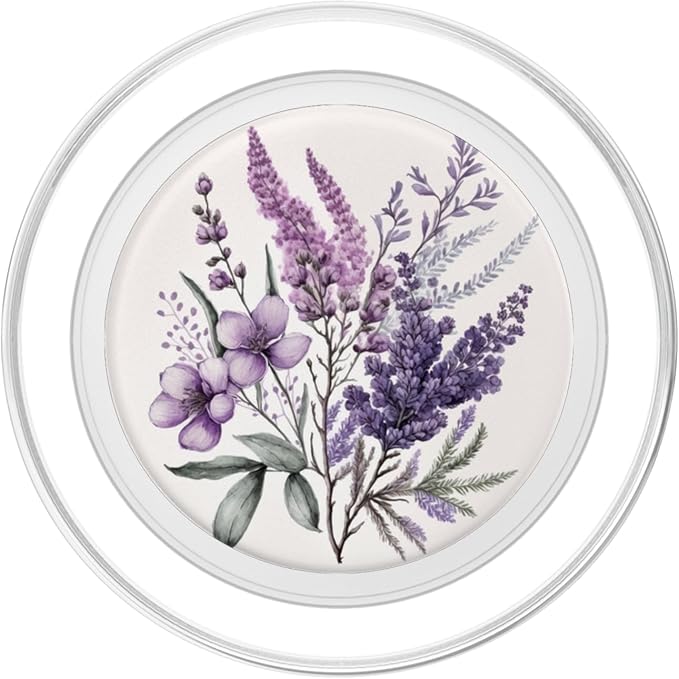 Purple Lavender Blossom Leaves Flowers Floral Girly PopSockets Adhesive PopGrip