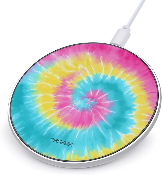 Rainbow Tie Dye Wireless Charger Portable Charging Pad | LightweightAll Smartphone