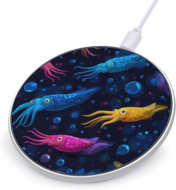 Colorful Squid Ocean Animal Wireless Charger Portable Charging Pad | LightweightAll Smartphone