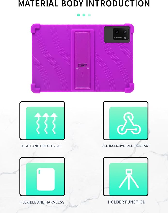 Case for DigiLand-S10 10.1 Android 14 Tablets，WUNIAK Shock Proof Lightweight Stand Rubber Shell Protective CoverKids Friendly Soft Silicone Adjustable Stand CoverBlack