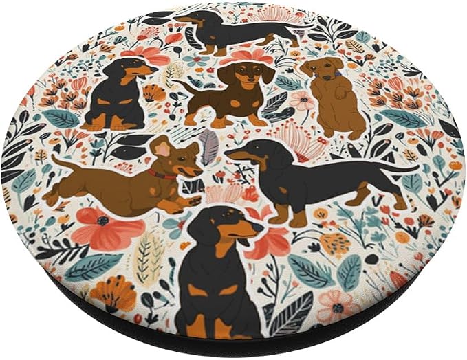 Aesthetic Floral Cute Dachshund Wiener Dog Lovers Pattern PopSockets PopGrip for MagSafe