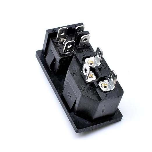 Ganasome 2 Pcs IEC320 C14 Inlet Module Male Power Socket - AC 250V 10A, 4 Terminals, DPST Rocker Switch with Red Indicator Light for Lab, Fitness & Industrial Automation Equipment