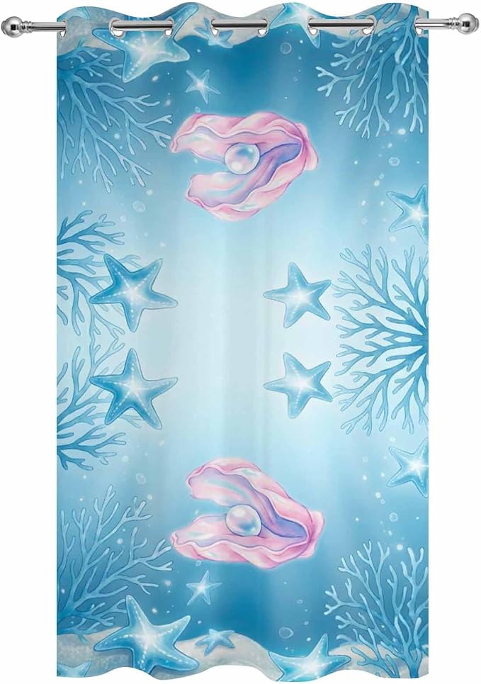 Ocean Shell Outdoor Curtains for Patio Corals Starfish Summer Marine Waterproof