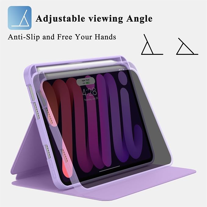 Case for iPad mini 7 (A17 Pro) 2024/Mini 6 2021 8.3-Book Black | Slim Lightweight Folio Stand Case Auto Wake/Sleep Soft TPU Back Cover with Pencil Holder for iPad mini 7th/6th Generation