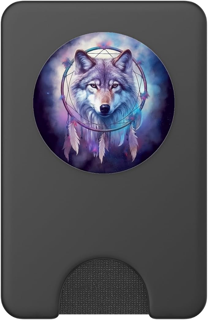 Wolf Dream Catcher Celestial Galaxy Purple PopSockets Adhesive PopGrip