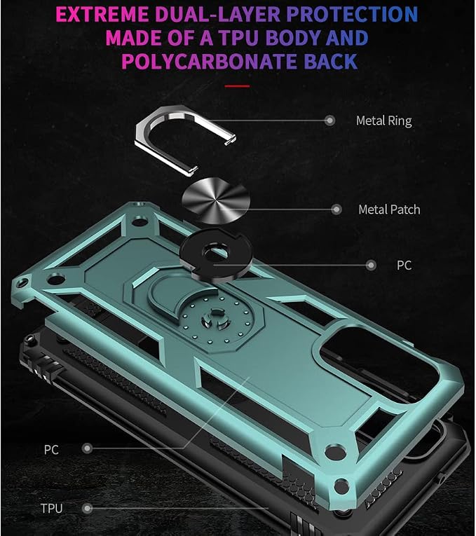 Compatible with Phone Case Samsung Galaxy S20 FE with HD Screen Protector Military Grade 16ft. Drop Tested Ring Shockproof Protective Red