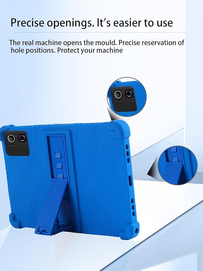 for Gleeso A10L Android 15 Tablet10 2.5K Ultra Clear Display Tablet Model CaseUYRUREL Soft Silicone Adjustable Stand Cover Lightweight Kids FriendlyBlue.