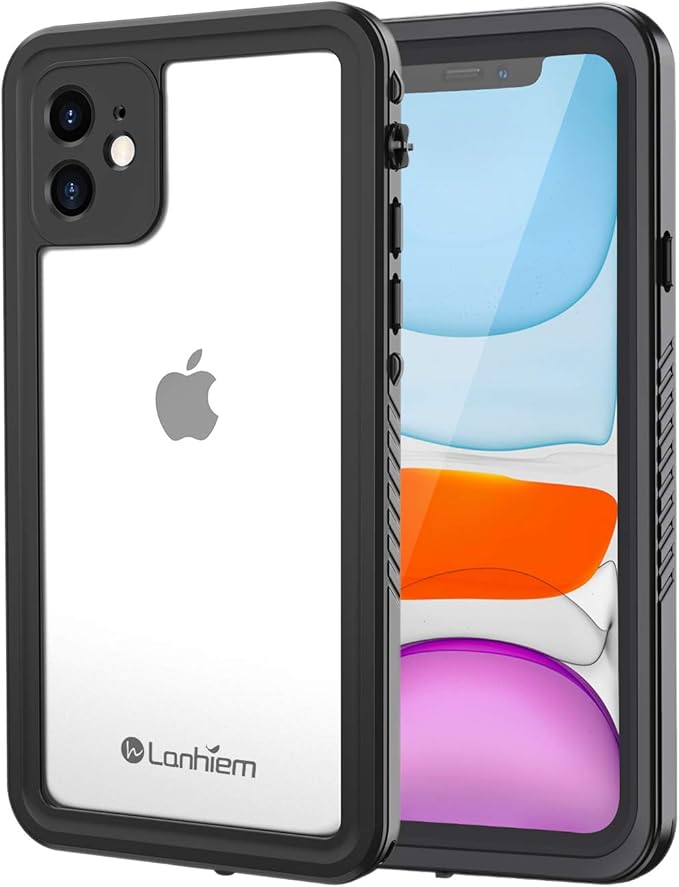 Lanhiem for iPhone 11 Case IP68 Waterproof Dustproof Case with Built-in Screen Protector Heavy Duty Full Body Protective Clear Back Phone Cover for iPhone 11 (Black)