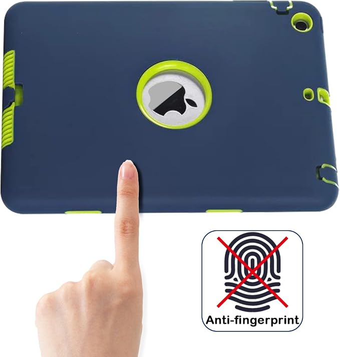 MAKEIT CASE for iPad mini Case for iPad mini 2 3 Case 3in1 Hybrid Shockproof Case for iPad mini 1/2/ 3 (Dark Blue/Fluorescent Green)
