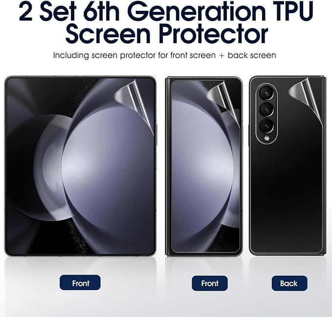 2 Sets Screen Protector for Samsung Galaxy Z Fold 4 7.6 High Definition Clear Soft TPU Screen Protector 2 Front + 2 Inner Flexible Film Hydrogel Self-Healing Bubble-Free